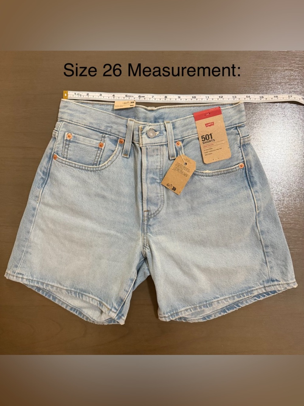 NWT Levi's 501 Button Fly Shorts High Rise Mid Thigh Medium Wash 100% Cotton - Picture 7 of 8